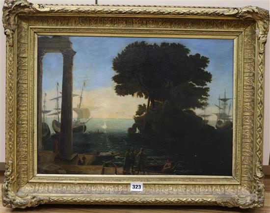 After Claude Lorrain Harbour scene 38 x 51cm